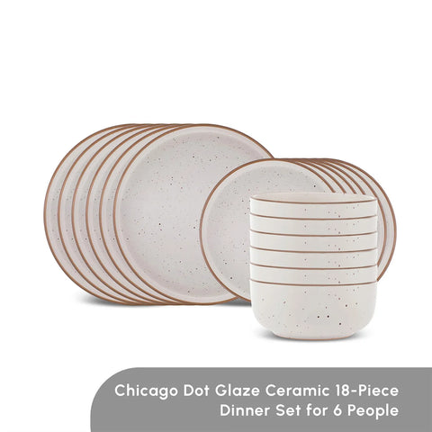 Karaca Chicago Dot 18-Piece Stoneware Dinner Set for 6 People, Multi