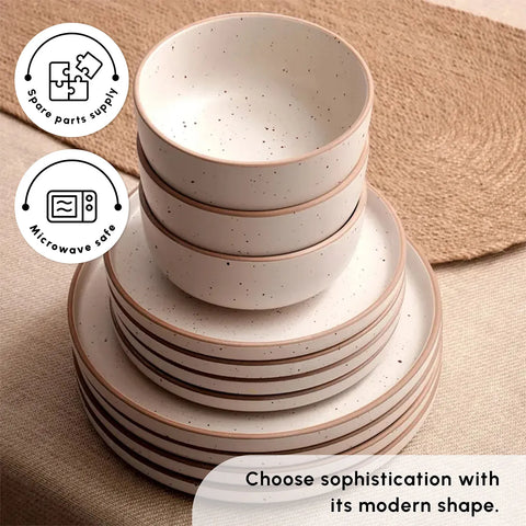 Karaca Chicago Dot 18-Piece Stoneware Dinner Set for 6 People, Multi