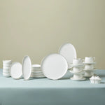 Karaca Streamline Hole 34-Piece Porcelain Serveware Set for 6 People, White Gold