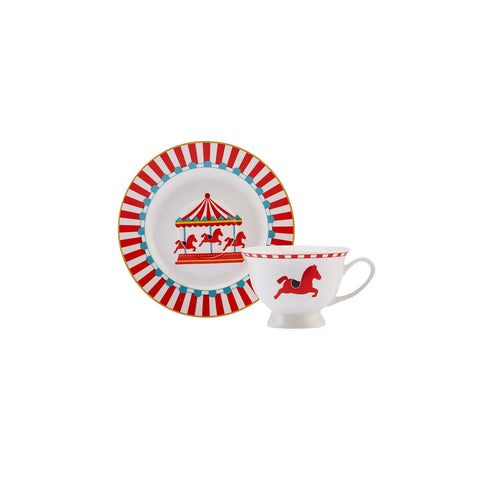 Karaca Circus 4 Piece Espresso Turkish Coffee Cup Set for 2 People, 90ml, Multi