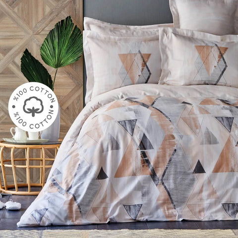 Sarah Anderson Arles 100% Turkish Cotton Duvet Cover and Pillow Set, Double, Salmon