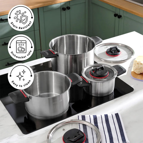 Karaca Yenka 6-Piece Stainless Steel Cookware Set, Silver