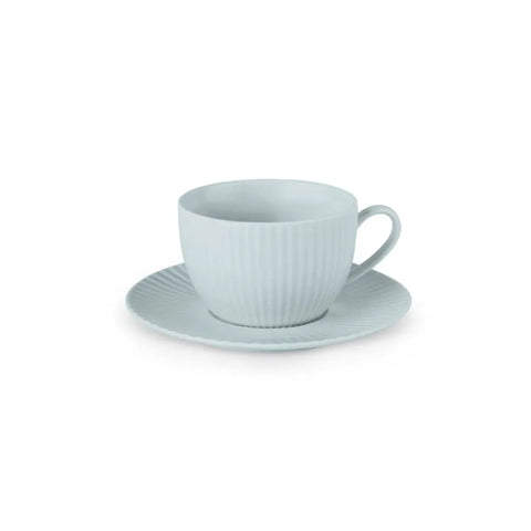 Karaca Seashell 12-Piece Porcelain Tea Cup and Saucer Set for 6 People, 200ml, Blue