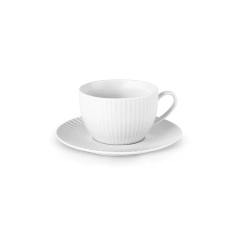 Karaca Seashell 12-Piece Porcelain Tea Cup and Saucer Set for 6 People, 200ml, Light Grey