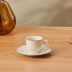 Karaca Elizabeth Ceramic Tea Cup and Saucer Set, 180ml, Ecru