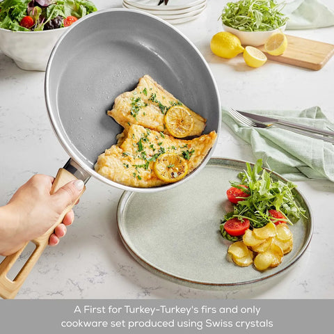 Karaca Swiss Crystal 7-Piece Non-Stick Cookware Set, Creamy