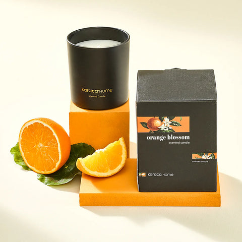 Karaca Orange Blossom Candle and Candlestick, Black