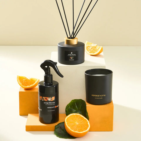 Karaca Orange Blossom Candle and Candlestick, Black