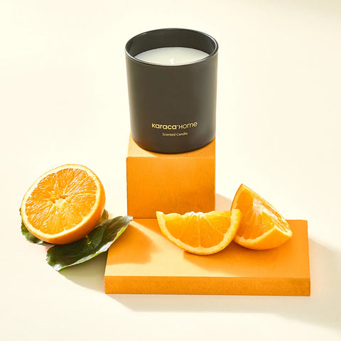 Karaca Orange Blossom Candle and Candlestick, Black