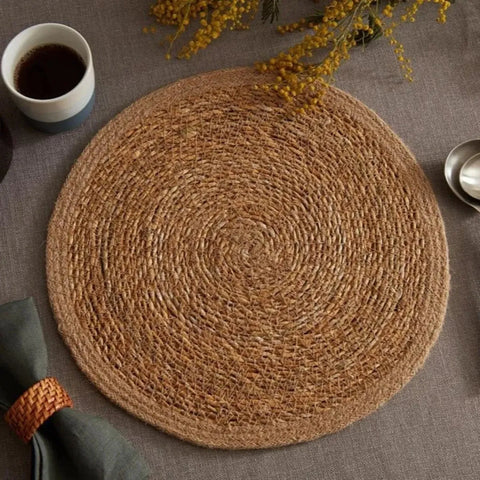 Karaca Boho Seagrass & Jute Placemat, 37 cm, Straw