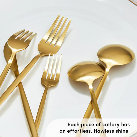 Karaca Bella 24-Piece Cutlery Set for 6 People, Matte Gold