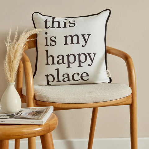 Karaca Home Happy Place Filled Cushion, 43cmx43cm, Black-White