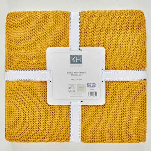 Karaca Home Double Seed Stitch Throw, 130cmx170cm, Ochre 