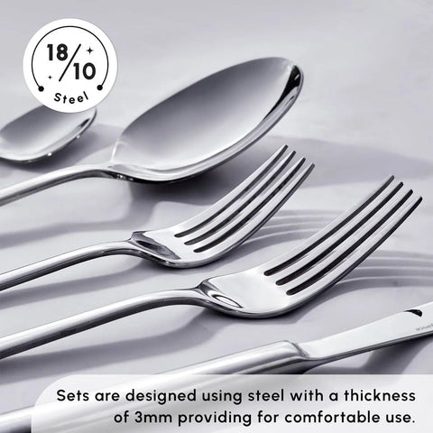 Karaca Tivoli 60-Piece Stainless Steel Cutlery Set for 12 People, Silver