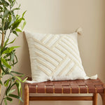 Karaca Home Kassey Filled Cushion, 43cmx43 cm, Cream