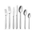 Karaca New Flow 84-Piece Stainless Steel Cutlery Set for 12 People, Silver