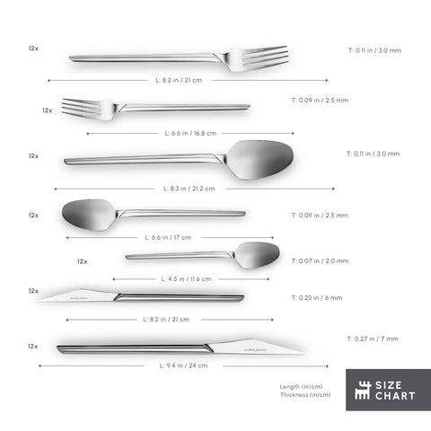 Karaca Midway 84-Piece Stainless Steel Cutlery Set for 12 People, Silver