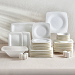 Karaca Roma 58-Piece Fine Pearl Dinner Set for 12 People, White