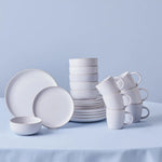 Karaca Hope 24-Piece Stoneware Dinner Set for 6 People, White Gold