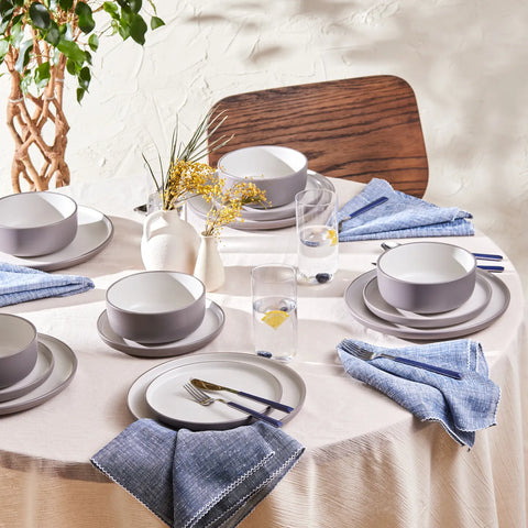 Karaca Riley 18-Piece Stoneware Dinner Set for 6 People, Grey