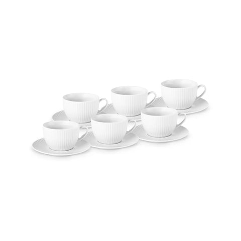 Karaca Seashell 12-Piece Porcelain Tea Cup and Saucer Set for 6 People, 200ml, Light Grey