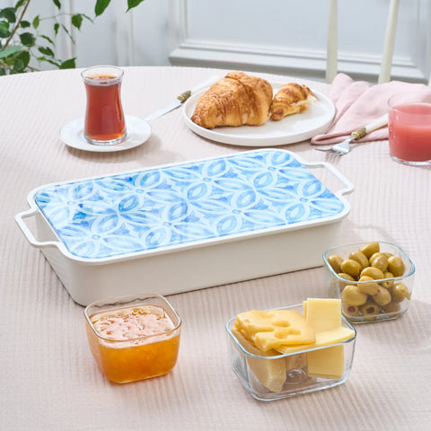 Karaca Jofy 8-Piece Glass Serveware Set, Blue