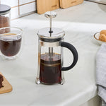 Cookplus Coffee Bean Glass French Press, 350ml, Silver Black Transparent