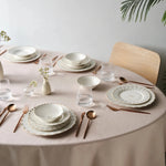 Karaca Aries Metalic 24-Piece Bone China Dinner Set for 6 People, White