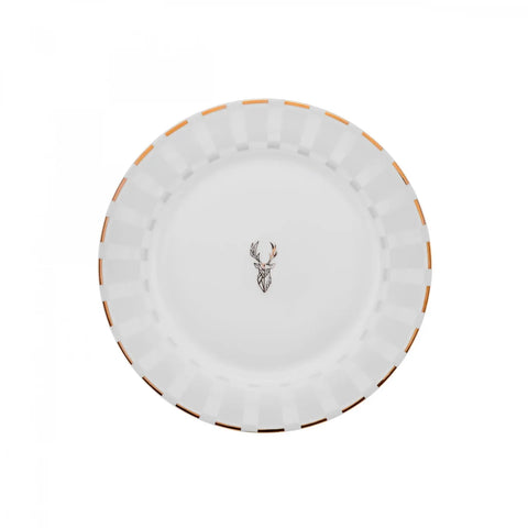 Karaca Aries Metalic 24-Piece Bone China Dinner Set for 6 People, White