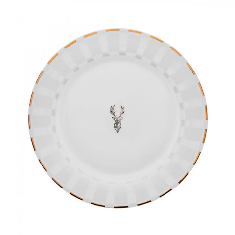 Karaca Aries Metalic 24-Piece Bone China Dinner Set for 6 People, White