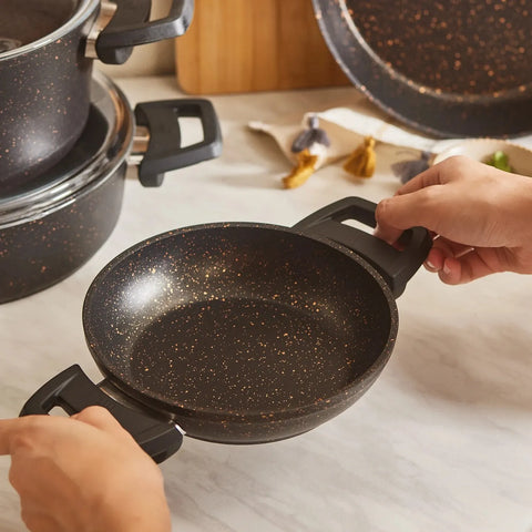 Karaca Blackgold Biogranite 13-Piece Non-Stick Cookware Set, Black Gold