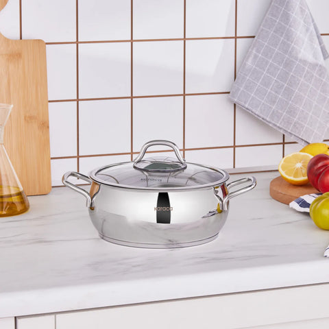 Karaca Emirgan Stainless Steel Stockpot with Lid, 20cm, Silver