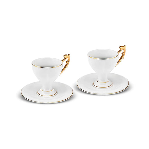 Karaca 100th Anniversary of the Turkish Republic Halide 4-Piece Porcelain Coffee Cup Set for 2 People, 85ml, Multi