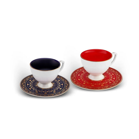 Karaca 100th Anniversary of the Turkish Republic Egemen Porcelain Espresso turkish Coffee Cup Set for 2 People, 80ml, Multi