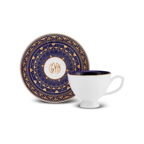 Karaca 100th Anniversary of the Turkish Republic Egemen Porcelain Espresso turkish Coffee Cup Set for 2 People, 80ml, Multi