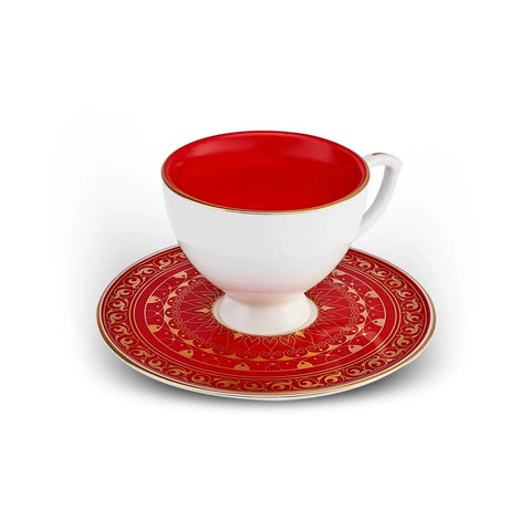 Karaca 100th Anniversary of the Turkish Republic Egemen Porcelain Espresso turkish Coffee Cup Set for 2 People, 80ml, Multi