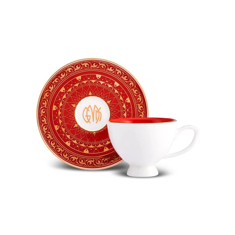 Karaca 100th Anniversary of the Turkish Republic Egemen Porcelain Espresso turkish Coffee Cup Set for 2 People, 80ml, Multi