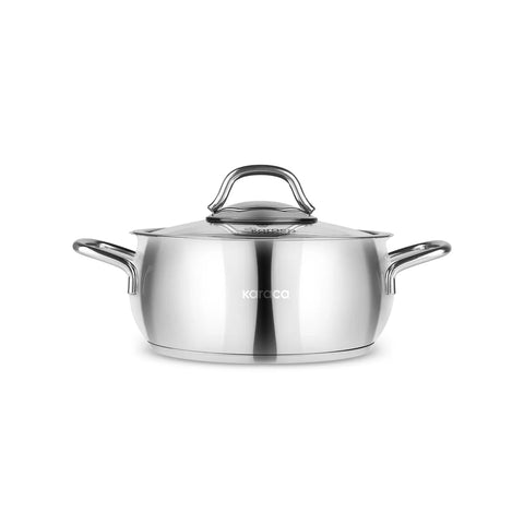 Karaca Emirgan Stainless Steel Stockpot with Lid, 18cm, Silver