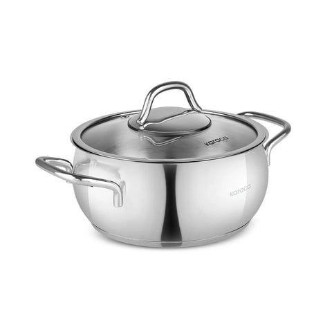 Karaca Emirgan Stainless Steel Stockpot with Lid, 24cm, Silver