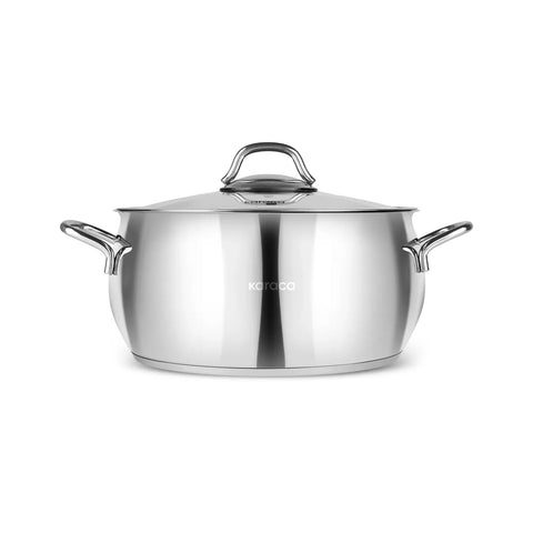 Karaca Emirgan Stainless Steel Stockpot with Lid, 26cm, Silver