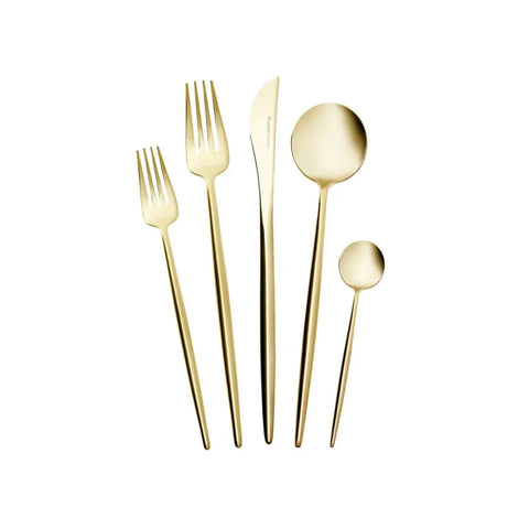 Karaca Jupiter 30-Piece Stainless Steel Cutlery Set for 6 People, Shiny Champagne Gold