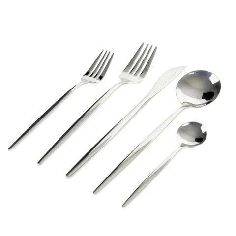 Karaca Jupiter 30-Piece Stainless Steel Cutlery Set for 6 People, Shiny Silver