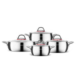 Karaca Emirgan 8-Piece Stainless Steel Induction Cookware Set, Silver Red