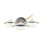 Karaca Swiss Crystal 7-Piece Non-Stick Induction Cookware Set, Creamy