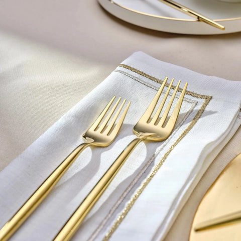 Karaca Jupiter 84-Piece Stainless Steel Cutlery Set for 12 People, Shiny Gold