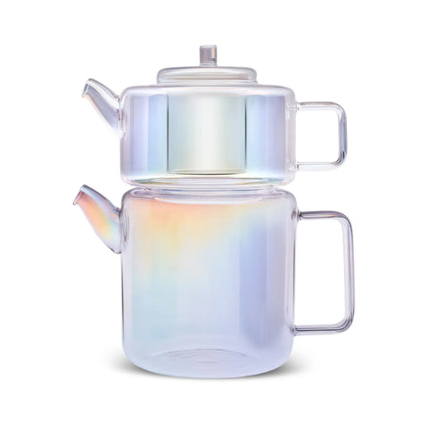 Karaca Flat Borosilicate Glass Luster Teapot, Multi