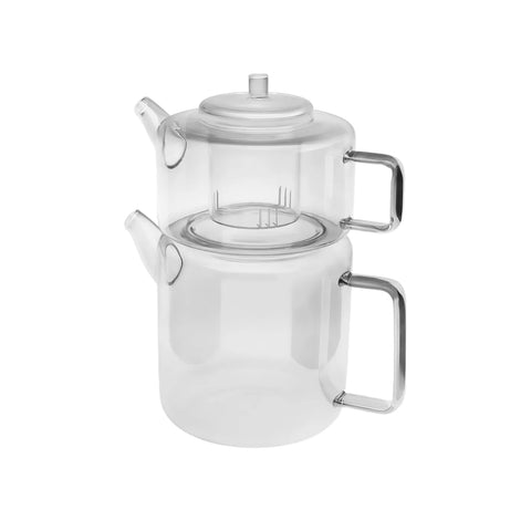 Karaca Flat Borosilicate Glass Teapot, Transparent