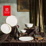 Karaca 100th Anniversary of the Turkish Republic 30-Piece Bone China Dinner Set for 6 People, White Gold