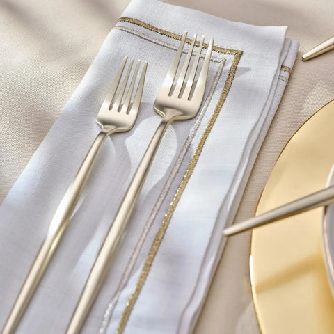 Karaca Jupiter 84-Piece Stainless Steel Cutlery Set for 12 People, Matte Champain Gold