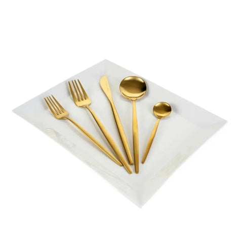 Karaca Orion 30-Piece Stainless Steel Cutlery Set for 6 People, Matte Gold